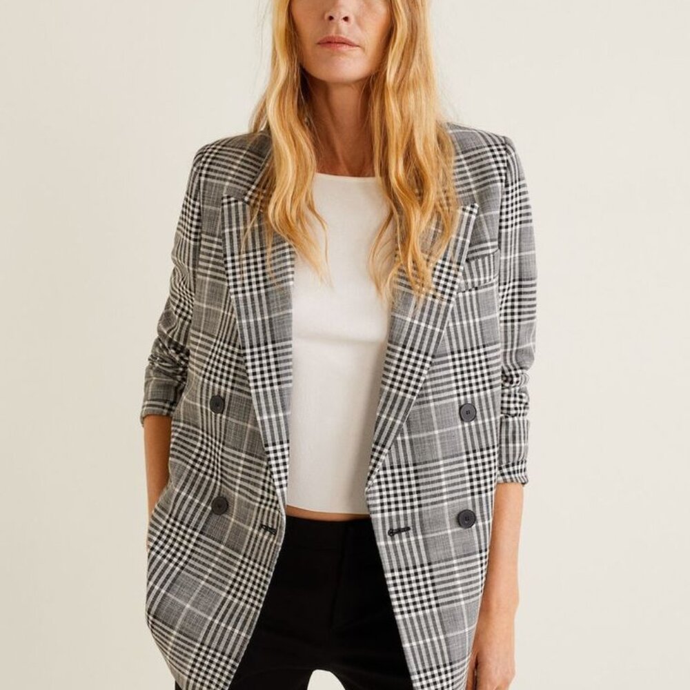 Mango Oversized Structured Check Blazer - image 1